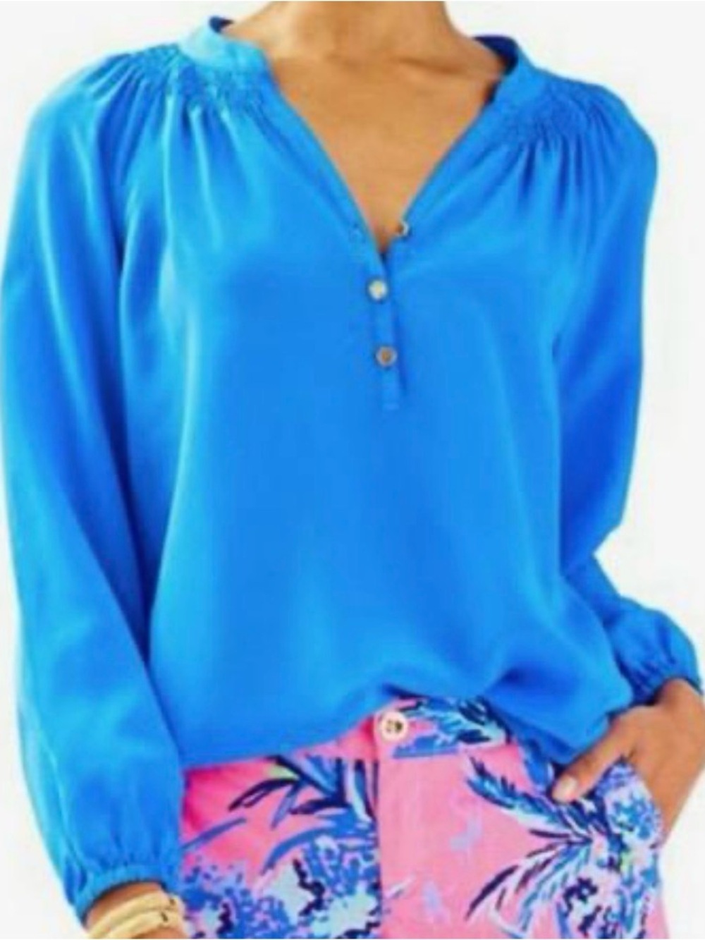 Lilly Pulitzer- 100% Silk Elsa Blouse. Size XS